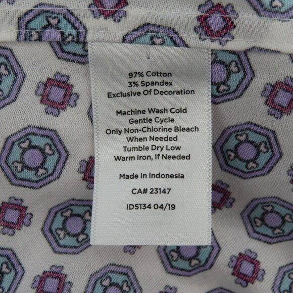 Talbots Womens 10 Non Iron Purple Blue Geometric Collar Button Shirt Top Blouse - Picture 8 of 10